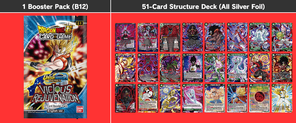 ULTIMATE DECK STRUCTURE51 Cards 1 Booster Pack B12 DRAGON BALL SUPER TCG 