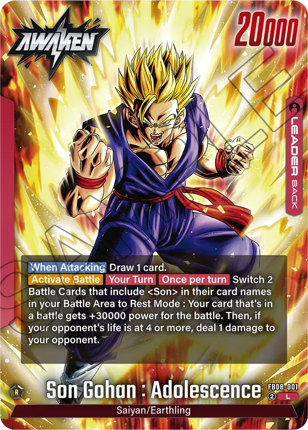 Son Gohan : Adolescence FB08-001, dorso
